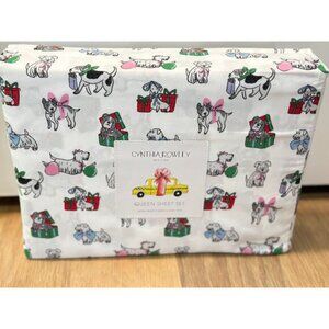 Cynthia Rowley Puppy Cheer Christmas Sheets - Queen Set